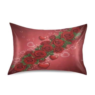 Imagem de SEHANY Capas de almofada elegantes de seda rosas para cabelo e pele, capas de almofada de cetim respiráveis macias e refrescantes com fecho de envelope, tamanho king (50,8 x 101,6 cm)