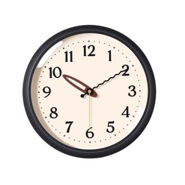 Imagem de Relógio de parede Relógio de parede moderno e minimalista, silencioso, alimentado por bateria, para uso doméstico. Fonte grande para decoração de casa(Preto)