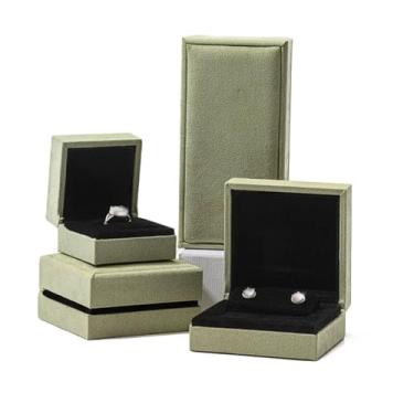 Imagem de SJHDUNBW Conjunto de caixa de joias de camurça turquesa com forro removível, organizador de tampa de abertura frontal, estojo de exibição multiposições