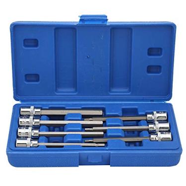 Imagem de Conjunto de bits de soquete quadrado 3/8, soquete hexagonal, extensão de soquetes longos, profissional, aço cromo vanádio, ferramentas de reparo automotivo, kit de 7 peças com