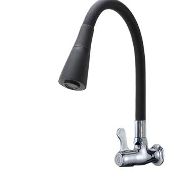 Imagem de torneira cozinha parede preta flexível Duplo Jato Cone 1/4 de Volta (preto + Fita roscada)