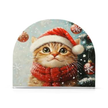 Imagem de Qilmy Porta-guardanapos de gatinho de Natal bonito para mesas - Porta-guardanapos para cozinha, porta-guardanapos de mesa, porta-guardanapos de coquetel, porta-guardanapos de papel175