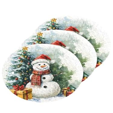 Imagem de Wassud Esponja de polpa de madeira de boneco de neve aquarela para pratos, pacote com 3 esponjas de cozinha para limpeza, esfregão resistente para panelas antiaderentes pia banheiro, suprimentos de