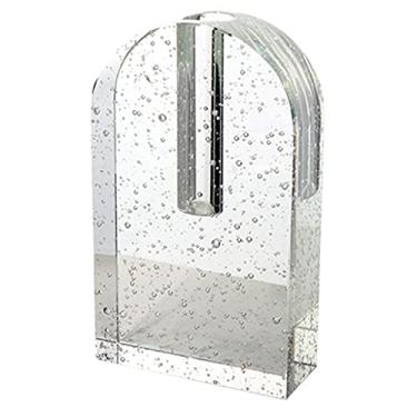 Imagem de YYBOES Vaso de vidro para flores, vaso de flores moderno, simples, leve, luxuoso, transparente, decoração para sala de estar, bolha criativa, cristal, vidro, vaso de flores artificiais, para casa
