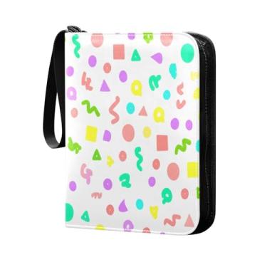 Imagem de Wassud Pasta para cartões colecionáveis com 4 bolsos e formas geométricas da Candies comporta 400 cartões padrão à prova d'água TCG CCG MTG álbum presentes para colecionadores, meninos e meninas