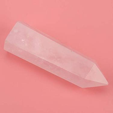 Imagem de GLOGLOW Varinha Hexagonal de Cristal de Quartzo Rosa Fluorita Natural, Superfície Lisa, Pedra Decorativa e Curativa para Casa e Presentes, Decoração Diária (Quartzo rosa 6-7cm)