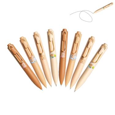 Imagem de GZBABY Canetas de gel fofas 8 peças, caneta esferográfica retrátil, 0,5 mm, tinta preta, caneta de bolso para marcação de assinatura (capivara)