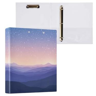 Imagem de Qilmy Lindo organizador de fichário redondo de fundo de céu estrelado, fichário de 3 anéis com prancheta (carta A4), fichário fofo para material de escritório escolar 458