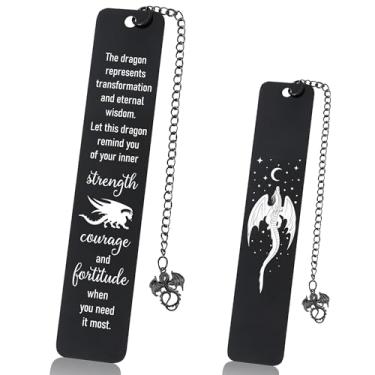Imagem de Marcador de livro de dragão para homens e mulheres - Marcador de livro inspirador de metal da quarta asa com pingente, marcador de livro para amantes de dragões, presente para amigos, aniversário