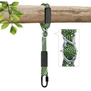 Imagem de Yyiwhmy Alças para pendurar árvore de 1 m, capacidade de 362 kg, cordas giratórias resistentes de nylon ajustáveis com mosquetão de trava mais segura para rede, balanço, acampamento ao ar livre e ioga