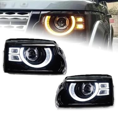 Imagem de TYPY 2 lâmpadas de cabeça estilo de carro para Rover Discovery 4 2010-2017 LR4 LED conjunto de farol dianteiro DRL Angel Eye acessórios de feixe de lente (para 2010-2013 (precisa substituir a grade!))