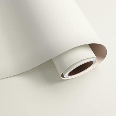Imagem de VaryPaper Papel de parede branco esbranquiçado tamanho grande de 61 x 1,201 cm, papel de contato branco fosco para armários de mesa, móveis, vinil, impermeável, autoadesivo, creme, papel de parede
