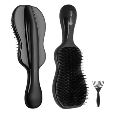 Imagem de STYLANCE Escova de cabelo desembaraçadora, ferramentas e aparelhos para cabelo natural/ondulado/encaracolado/molhado/seco/liso/liso/longo (preto)