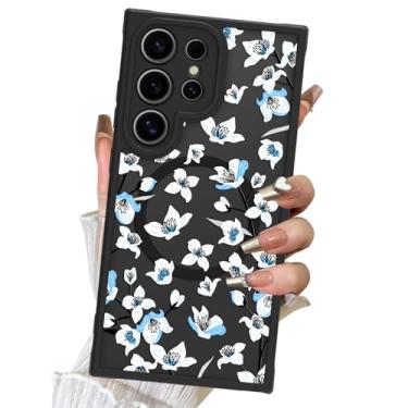 Imagem de DOTARA Capa magnética para Samsung Galaxy S24 Ultra, compatível com Magsafe estampa floral de flor preta translúcida fosca à prova de choque capa de telefone fina para mulheres e meninas, flor de