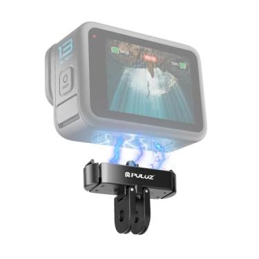 Imagem de PULUZ Suporte de liberação rápida compatível com GoPro Hero 13 Black/Max2, suporte de trava magnética de alumínio com interface de parafuso de 1/10.2 cm e garras duplas, adaptador dobrável compatível
