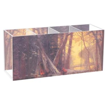Imagem de TSENQUE Porta-canetas de acrílico personalizado Bierstadt Albert Moose Hunters Camp para arte de mesa, escritório, pincel, caneta, copos, armazenamento de lápis, escritório, estética, armazenamento de