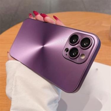 Imagem de Capa de luxo fosca com padrão gradiente Aurora para iPhone 16, 15, 14, 13, 12, 11 Pro Max 16 Plus, capa rígida com proteção macia e à prova de choque, roxa escura, para iPhone 14Pro Max