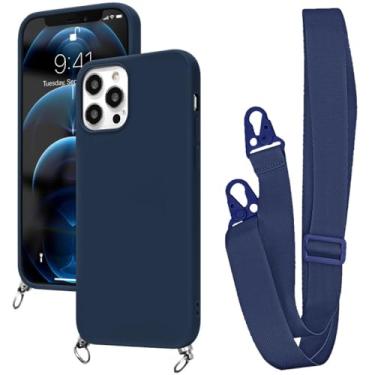 Imagem de Capa de corrente com cordão de alça para Xiaomi POCO X5 M4 Pro X4 X3 NFC M3 F5 para Redmi Note 11 Pro 10C 12 Capa de silicone com cordão crossbody, azul escuro, para Note 11S 4G