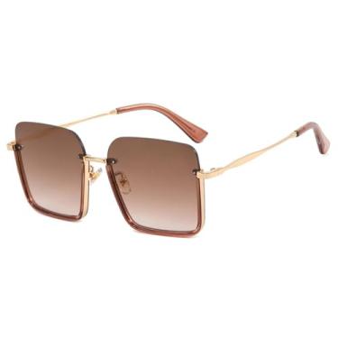 Imagem de Óculos de Sol Degradê Masculinos em Metal, Estilo Punk, Proteção UV400, Ideais para Esportes ao Ar Livre, Corrida e Ciclismo, Cor Marrom