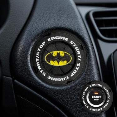 Imagem de Edinstry Capa de botão de parada de partida do motor rotativo, capa de ignição de botão de pressão para interior de carro, tampa universal de botão de parada de liga de zinco, decoração de proteção de