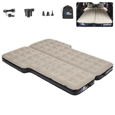Imagem de JOYTUTUS Colchão de ar SUV, cama de acampamento dobrável com duas câmaras de ar, colchão de ar de carro de superfície macia e flocagem atualizado, acessórios para barracas de acampamento SUV com bomba