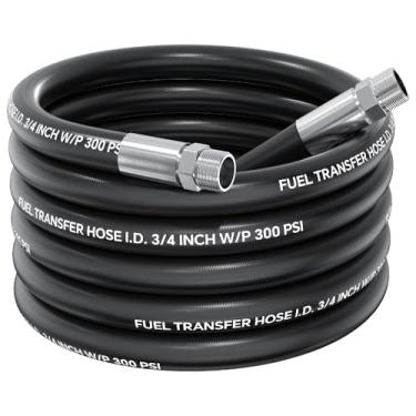 Imagem de POHIR Mangueira de transferência de combustível de 3/10.2 cm 300PSI, mangueira de combustível para fazenda diesel gasolina querosene biodiesel, trançada com aço inoxidável