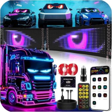 Imagem de 2 tiras de luz LED de alto brilho 5800 Lux para carros/caminhões/SUVs - decoração de para-brisa personalizável de 60 cm x 12 cm com controle de aplicativo, IP68 à prova d'água, alimentado por USB