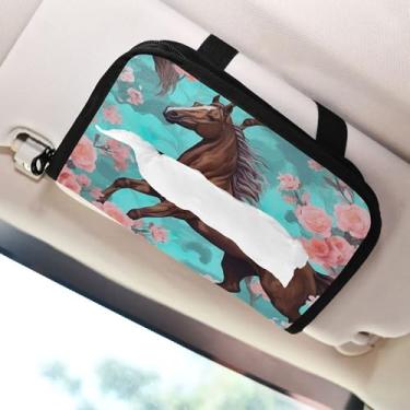 Imagem de SEHANY Suporte de lenços de carro Majestic Horse, caixa de lenços para carro, viseira solar, porta-guardanapos retangular, dispensador de máscara de carro, caixa de lenços de papel para automóveis