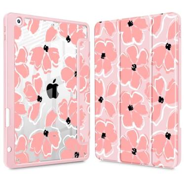 Imagem de Lepeoac Capa para iPad 9ª/8ª/7ª geração, capa de 10,2 polegadas (versão 2021/2020/2019), [Suporte de lápis embutido] Suporte de três dobras para despertar/hibernar, capa traseira transparente de TPU