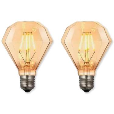 Imagem de Lâmpada Filamento LED Diamante G95D 4W E27 Bivolt 110V 220V Luz Quente Âmbar Retrô Vintage (2 pçs)