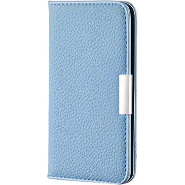 Imagem de VEVEL Capa carteira para Apple iPhone 14 Plus (2022) 6,7 polegadas, padrão de lichia couro magnético flip folio suporte capa de telefone com suporte de cartão (cor: azul)