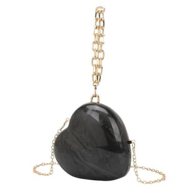 Imagem de FFHAO Bolsas femininas modernas de acrílico, bolsas mensageiro de ombro com corrente, bolsas para telefone, Preto, 15x7x15cm