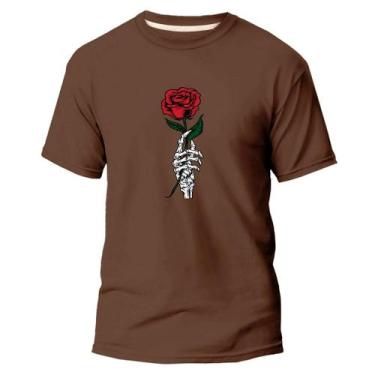 Imagem de Camiseta Básica Algodão Premium Estampa Digital Rosa Caveira - Pavesi,