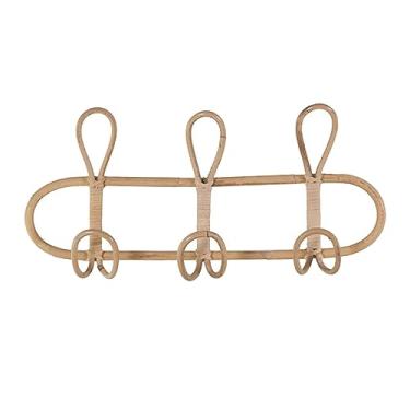 Imagem de DimyFew Cabideiro de Parede com Ganchos para Roupas, Feito à Mão em Rattan, Organizador Criativo para Armazenamento, Enfeite para Porta, Ideal para Quarto, Es, 3 ganchos