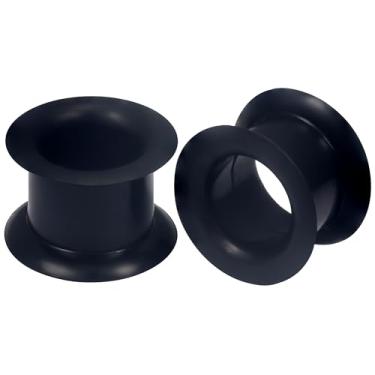 Imagem de Uqnwbdq alargadores de orelha de silicone grosso preto de 22 mm alargadores para orelhas kit de alongamento brincos de borracha dupla alargador alargador oco calibre 22 mm mulheres homens 7/20.3 cm
