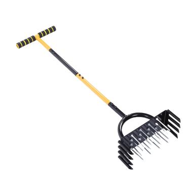 Imagem de AUNMAS Arejador de Gramado, 16 Picos, 8 Núcleos, Design à Prova de Ferrugem Durável, Aeradores Manuais de Gramado Com Alça Ergonômica Em T para Uso Em Quintal de Jardim