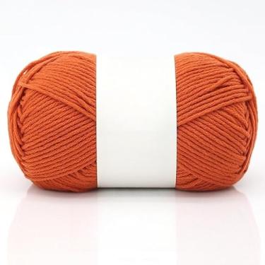 Imagem de Bolas de fio de algodão – fio de peso médio para chapéus de crochê, cachecóis, chinelos e artesanato de tricô à mão, macio e durável (laranja)