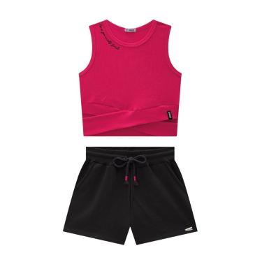 Imagem de Conjunto Blusa Cropped e Short Em Moletinho Nina Go-Feminino