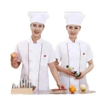 Imagem de Uniformes De Chef De Manga Curta Para Homens E Mulheres, Roupas De Tra