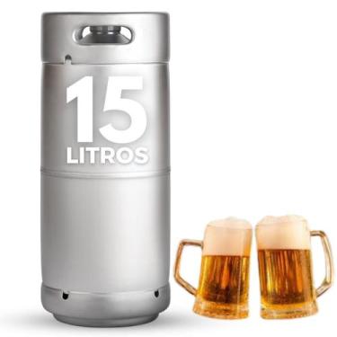 Imagem de Barril de Chopp Inox Slim 15 Litros com Válvula Tipo S e Sifão Chopeir