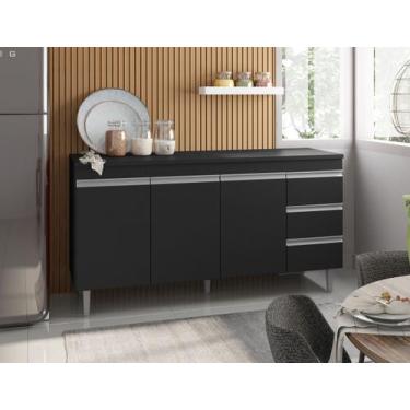 Imagem de Balcão Gabinete Multiuso Andreia Sem Tampo 160cm Ajl Móveis, Preto