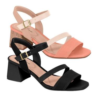 Imagem de Sandália Salto Bloco Baixo Feminina Modare, Preto, Napa, 37