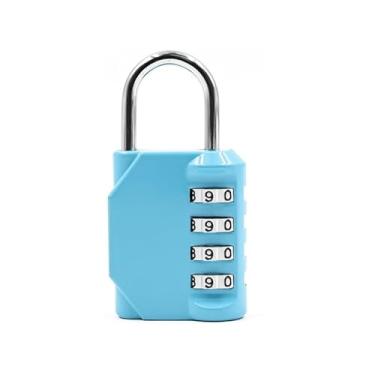 Imagem de Cadeado de combinação de 4 dígitos com corpo de liga, cadeado de segurança para armários escolares, esportes de academia, escritório (azul)