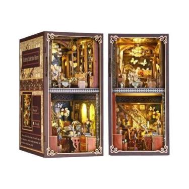 Imagem de Estante De Livros Miniatura De Madeira Para Casa De Bonecas Com Luz, K