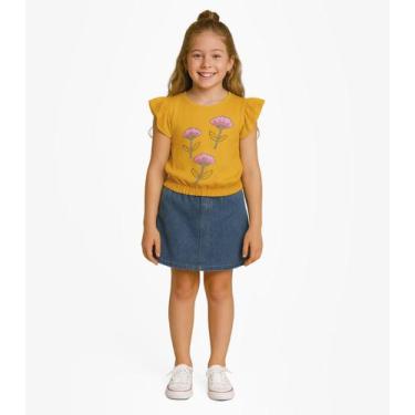 Imagem de Blusa Infantil Manga Curta Infinita Cor Laranja, 8, Laranja