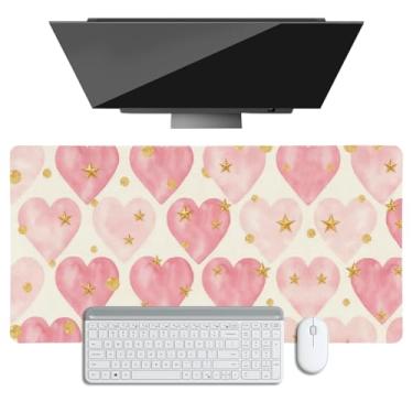 Imagem de Tapete de mesa de dia dos namorados para desktop, mouse pad grande, couro sintético, impermeável, protetor de mesa, mousepad com base antiderrapante com borda costurada para jogos e escritório