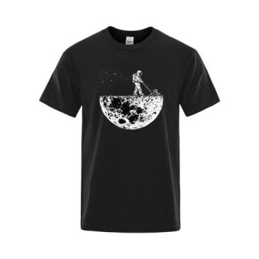 Imagem de Camiseta Masculina Oversize De Algodão Com Estampa Divertida De Astron