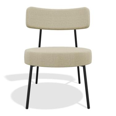 Imagem de Kit 02 Poltronas Decorativas Sala De Estar Kobe Estofada Com Encosto Linho Bege - Abmaza