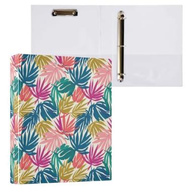 Imagem de Wassud Fichário de 3 anéis de folhas coloridas com clipe organizador de anéis redondos de 3 cm com fichário decorativo de bolso transparente, suporte de documentos A4 para escritório, casa, 1 pacote