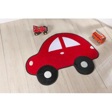 Imagem de Tapete Fusca Premium Pelúcia Infantil Antiderrapante - Geral, Vermelho